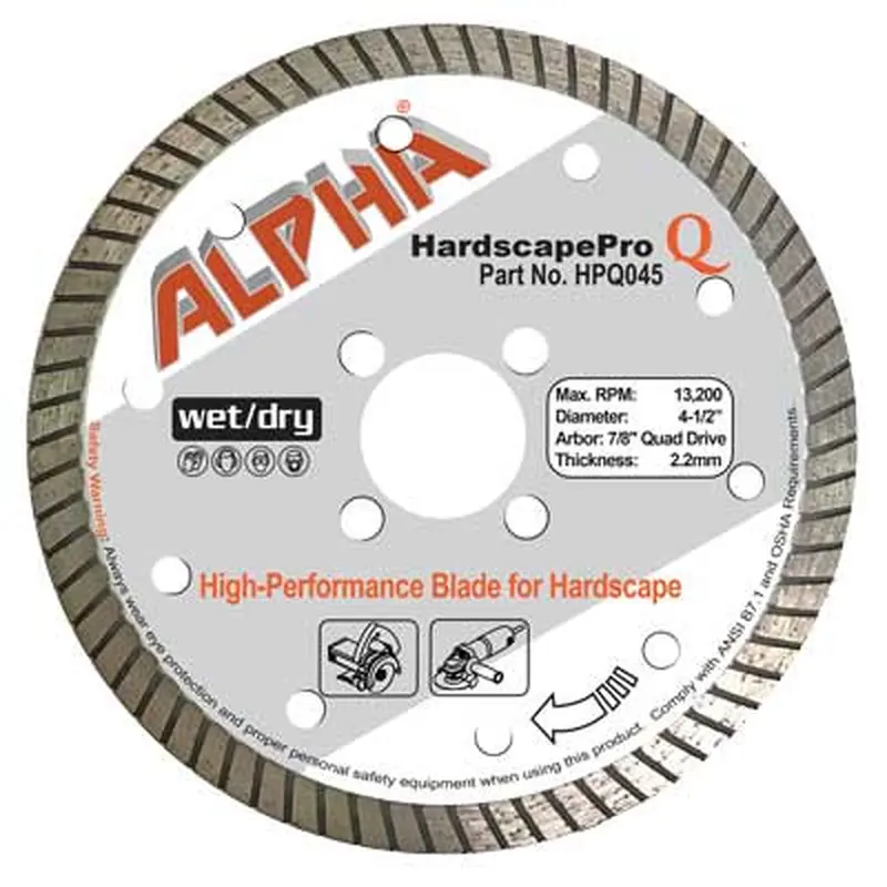Alpha HardscapePro Q Turbo Rim Dry Cutting Blade for Hardscape
