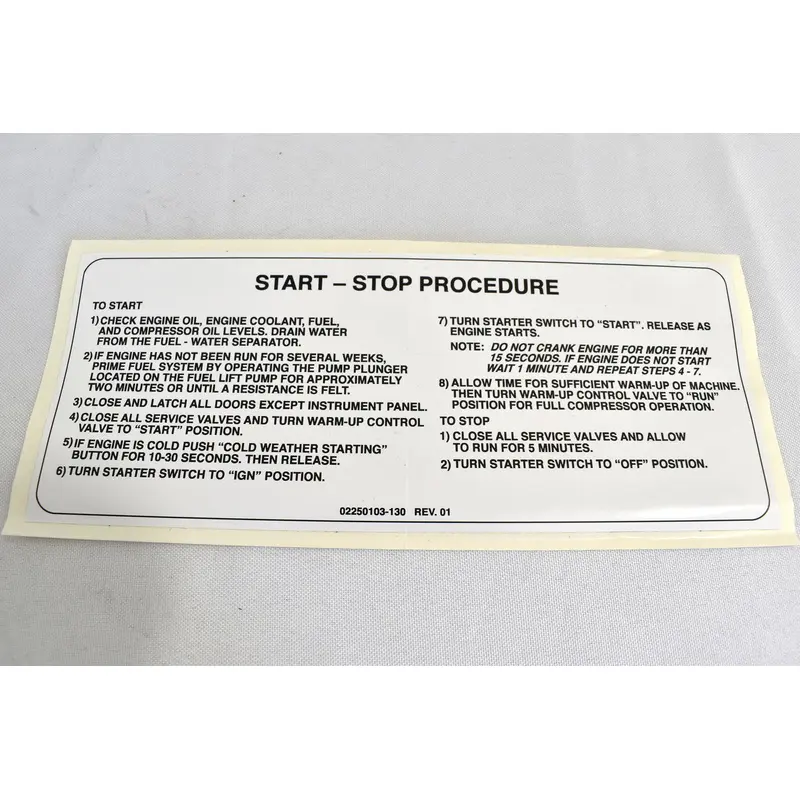 Sullair Decal Replacement - 02250103-130