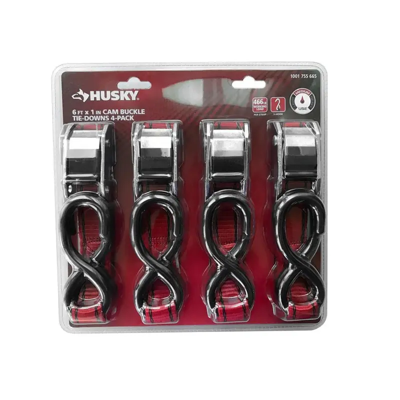 10 ft. x 1 in. Locking Tie Down with S-Hook (4-Pack)