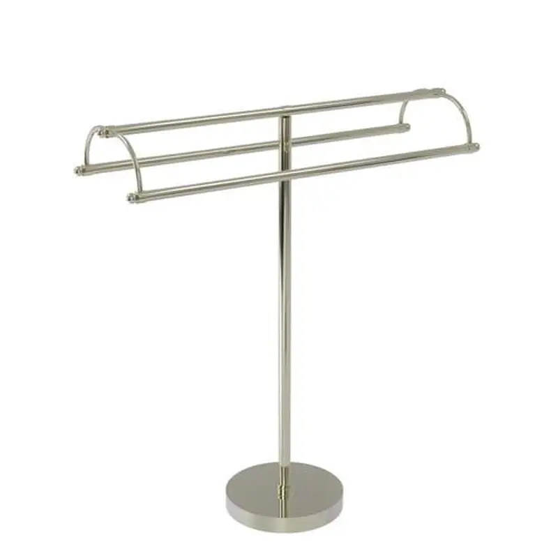 Allied Brass Free Standing Double Arm Towel Holder in Polished Nickel