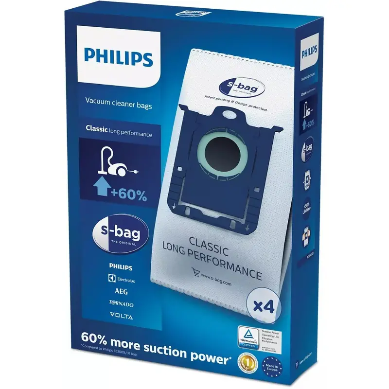 Philips s-bag Classic Long Performance Vacuum Cleaner Bags | FC8021