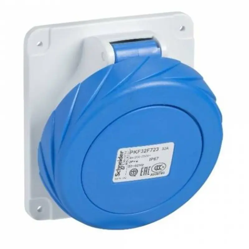 PratiKa socket - screw - angled - 32A , 200...250 V panel | PKE32M723 PKF32F723