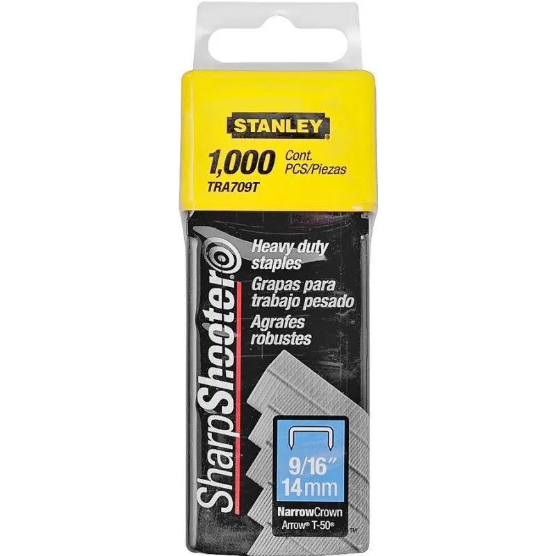Stanley TRA709T Staple, 27/64 in W Crown, 9/16 in L Leg, Steel, Galvanized, 24 ga