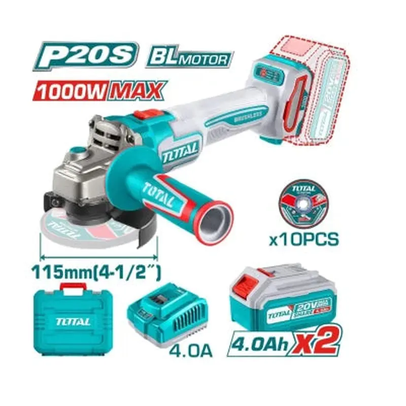 TOTAL 20V Cordless Angle Grinder
