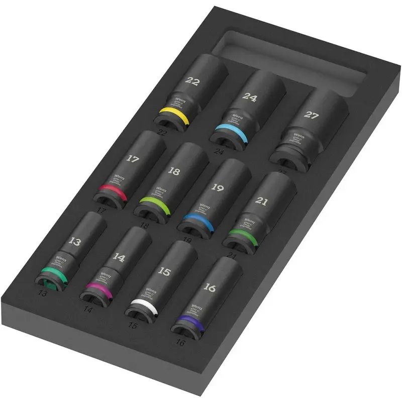 WERA 05150115001 9725 Foam insert Zyklop C, 1/2", Impaktor Deep socket set 1, 11 pieces