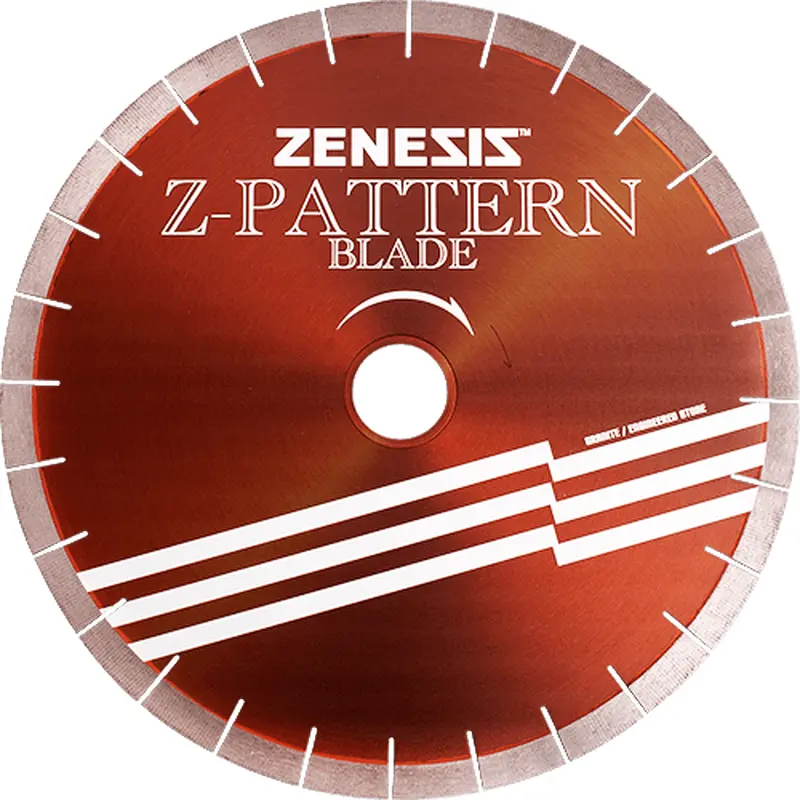 ZENESIS Z-Pattern Bridge Saw Blade - 16" - 50/60 Arbor , for CNC and Robotic Stone Saws
