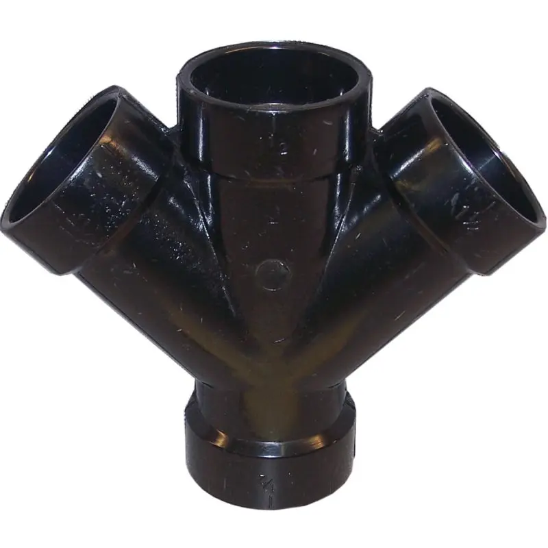 Canplas 102351BC Double Pipe Wye, 1-1/2 in, Hub, ABS, Black