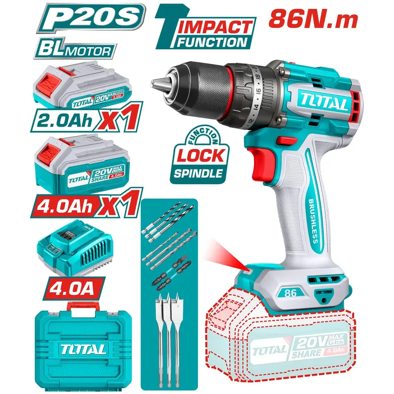 Total 20V Cordless Impact Drill