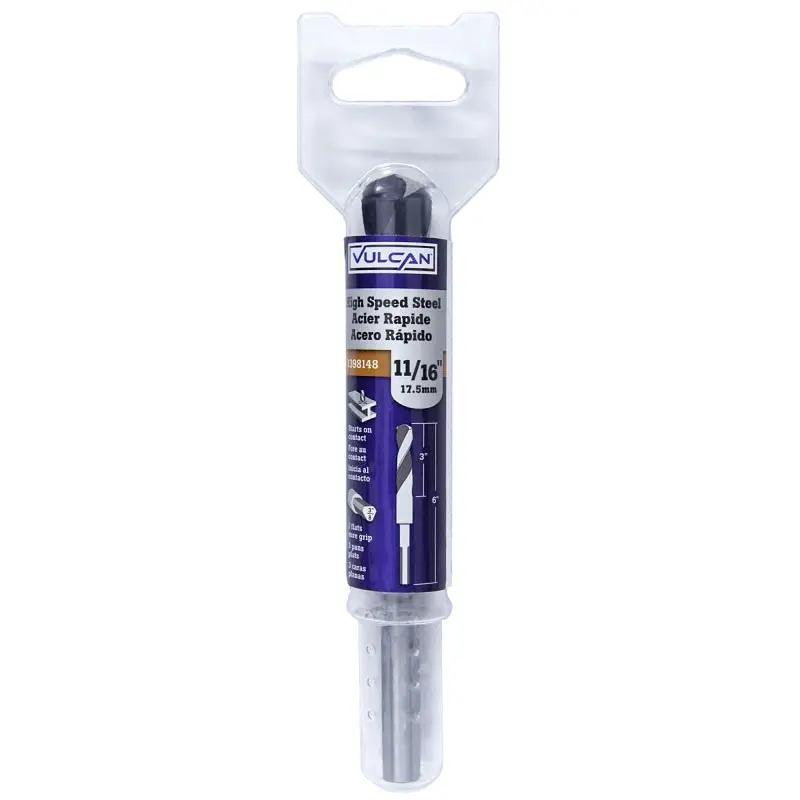 Vulcan Jobber Length Drill Bit, 11/16 in Dia, 3/8 in Dia Shank, Flat Shank