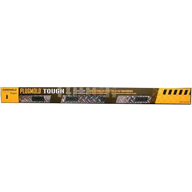 Wiremold Plugmold PM48TC Power Strip, 6 ft L Cable, 10 -Socket, 15 A, 125 V