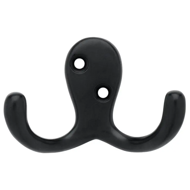 1-13/16 in. Matte Black Double Wall Hook (4-Pack)Antique Brass / 0.095 / 1