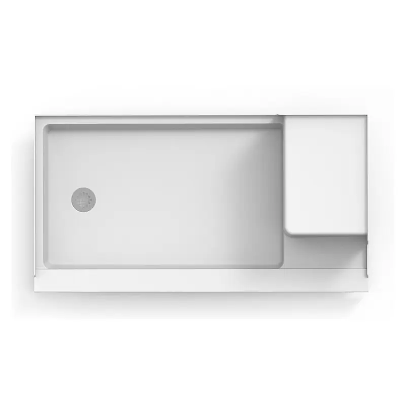 60 in. x 32 in. Seated Left Drain 5.38 in. Shower Base in White