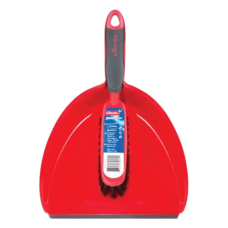 Vileda 148237 Dustpan, 12.9 in L, 9.2 in W, Plastic, Black/Red