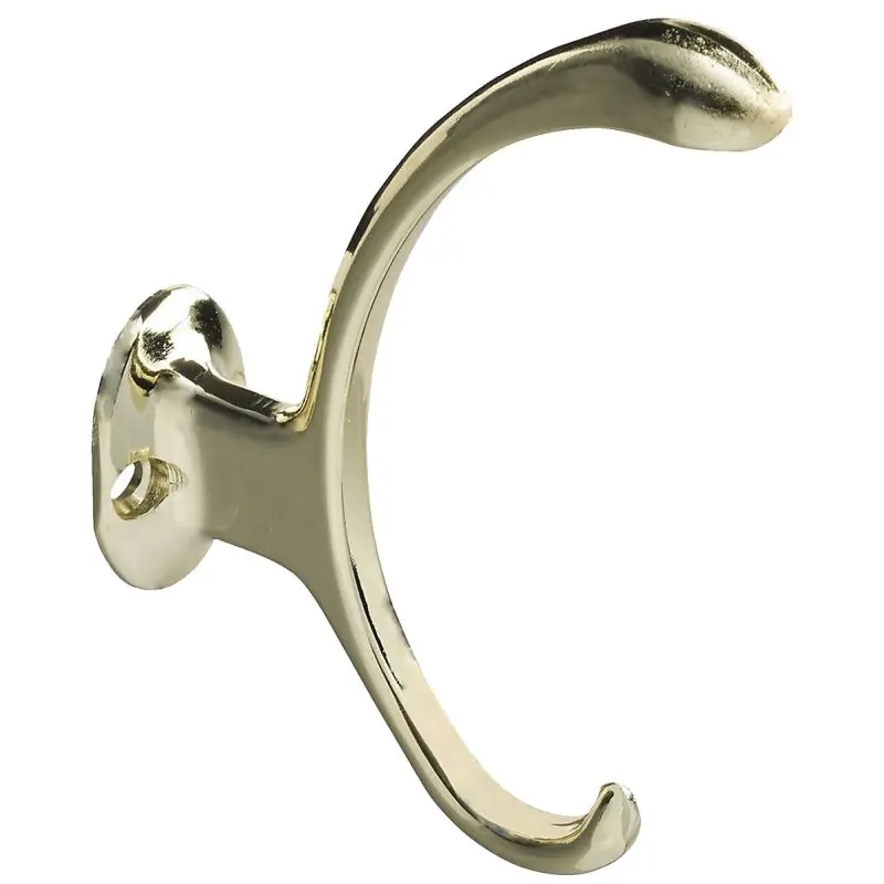 National Hardware V8008 N806-806 Garment Hook, 2-Hook, Zinc, Brass