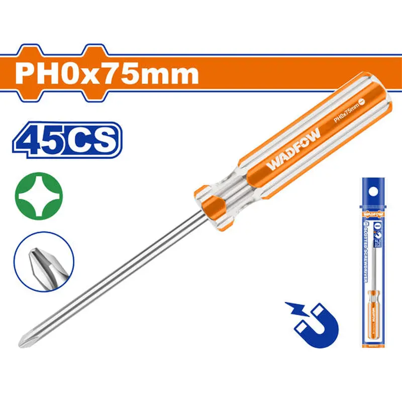 Wadfow PH0x75mm Stripe Handle Screwdriver