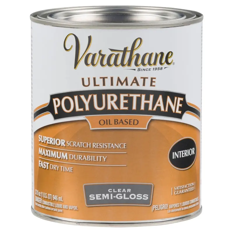 Varathane 6041H Polyurethane, Semi-Gloss, Liquid, Clear, 1 qt