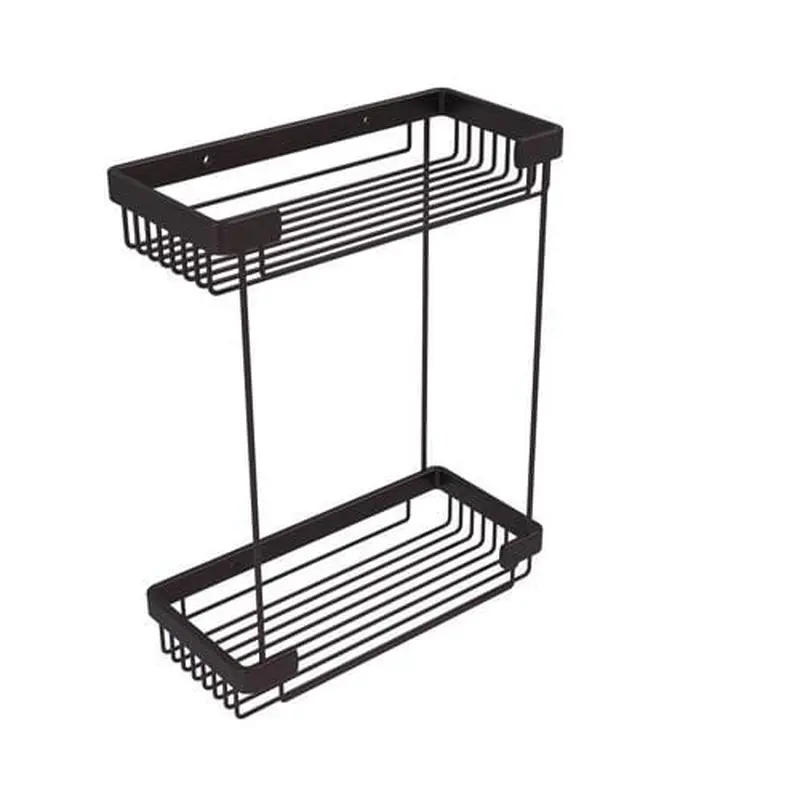 Allied Brass Double Tier Rectangular Toiletry Shower Basket in Antique Bronze