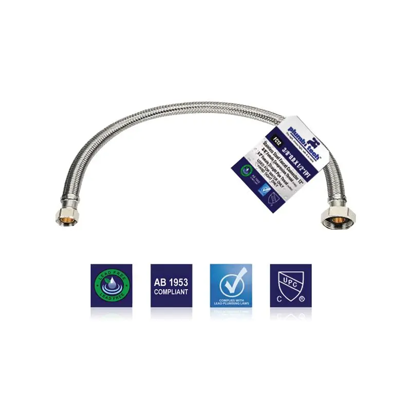 Plumb Tech Faucet Supply Line Connector20" X 3/8" OD X 1/2" FPT
