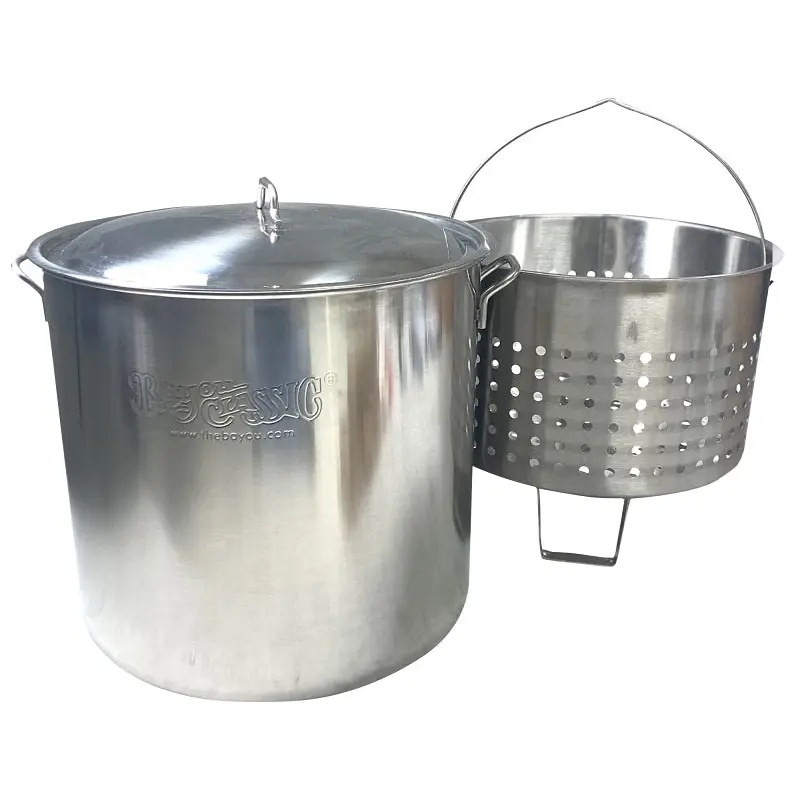 Bayou Classic 1192 Boiler with Elevated Steam Basket, 82 qt, Stainless Steel