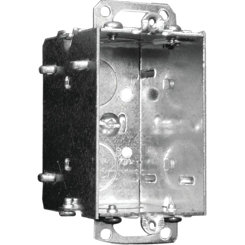 Hubbell 1104KBAR Device Box, 1-Gang, 2-Knockout, 1/2 in, Metal, Recessed