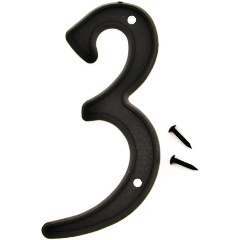 Hy-Ko PN-29/3 House Number, Character: 3, 4 in H Character, Black Character, Plastic