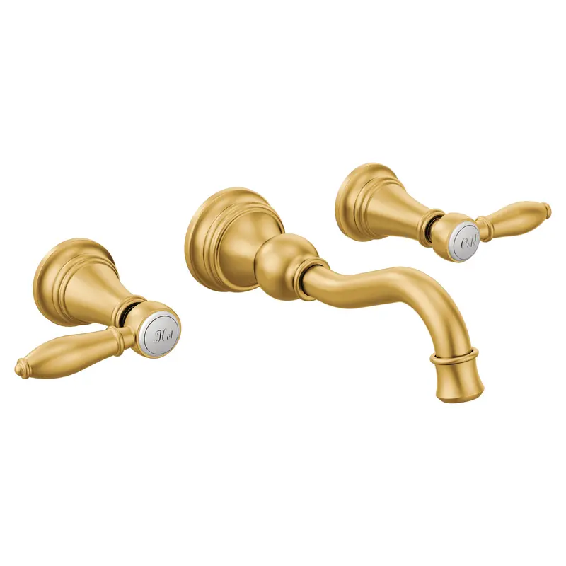 Weymouth Chrome Two-Handle High Arc Wall Mount Bathroom FaucetChrome