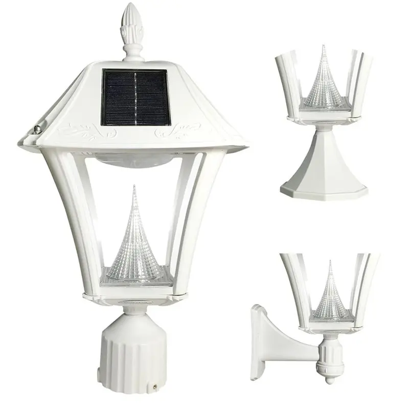 Baytown II White LED Outdoor Resin Solar Post/Wall Light with WarmWhite / 3.5