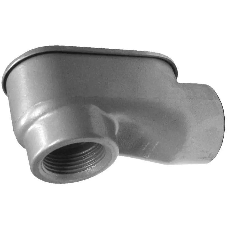 BWF 500V Service Entrance Elbow, 1/2 in Hub, Threaded, Aluminum, Gray, Powder-Coated