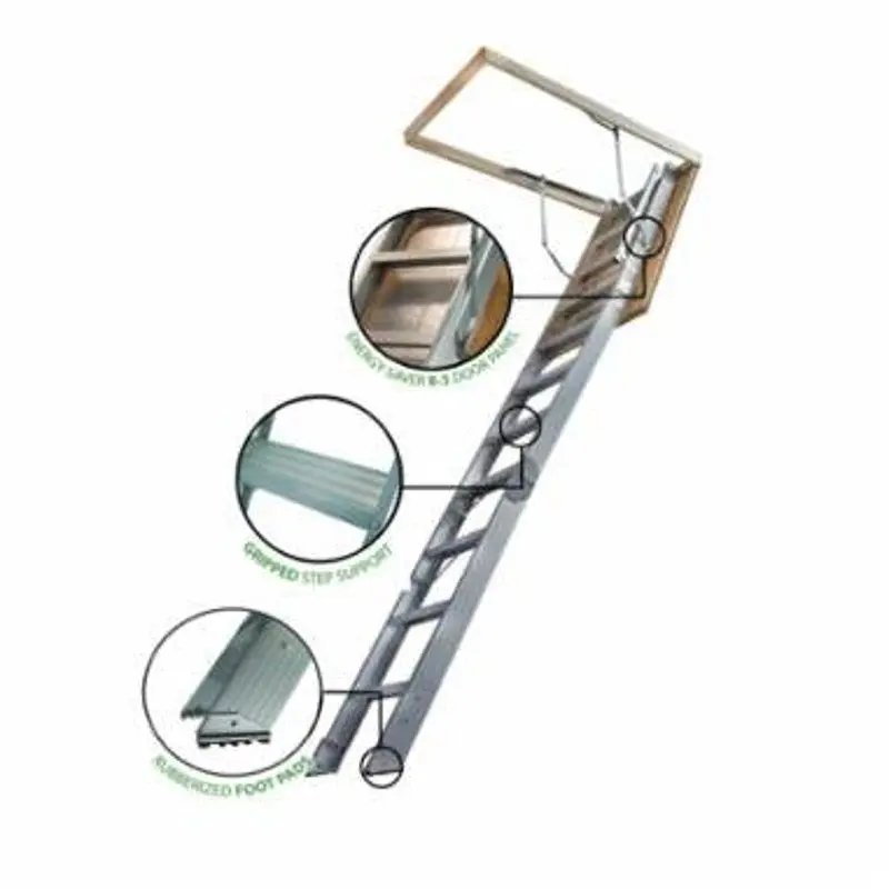 Marwin TITAN T100ESFT Attic Stair, 8 ft 9 in H Ceiling, 375 lb Duty Rating, Aluminum
