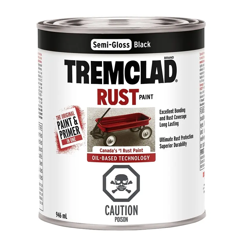 Tremclad 254940 Rust Preventative Paint, Oil, Semi-Gloss, Black, 946 mL, Can