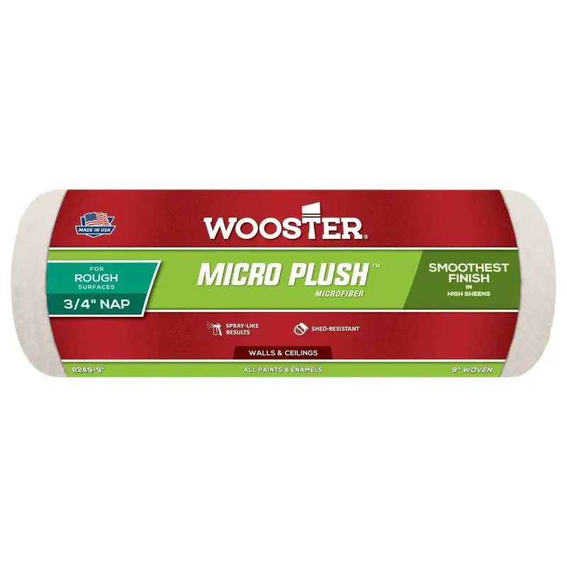 Wooster R249-9 Roller Cover, 3/4 in Thick Nap, Microfiber Cover, Green