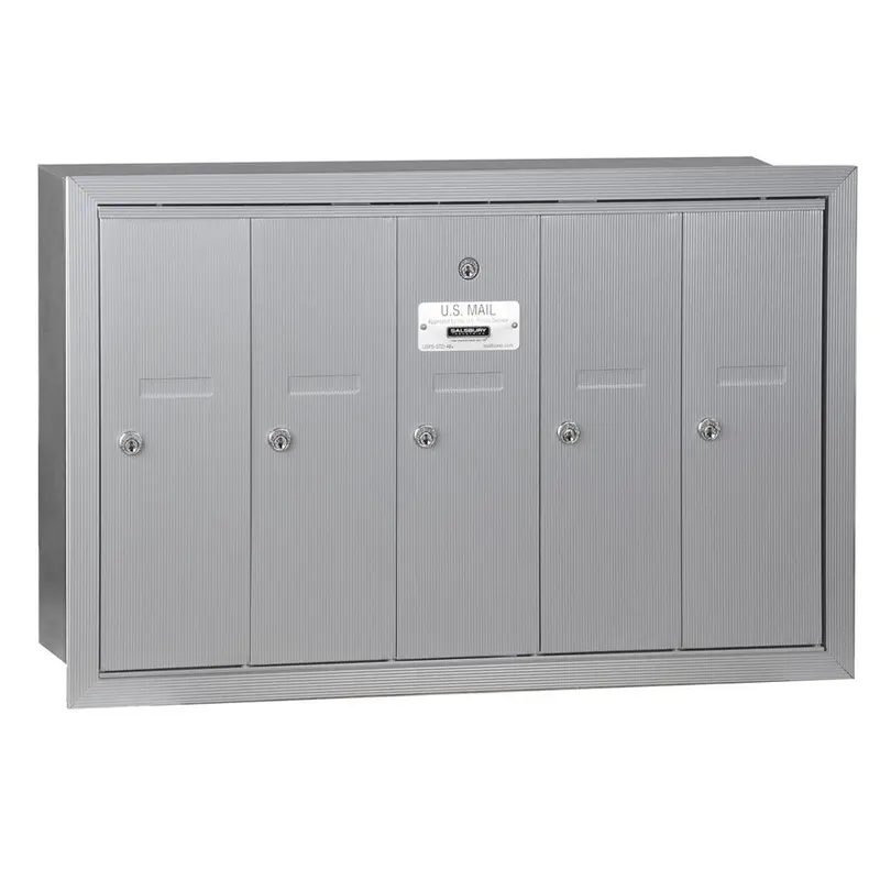 Aluminum Recessed-Mounted USPS Access Vertical Mailbox with 5 DoorsAluminum / 35.0