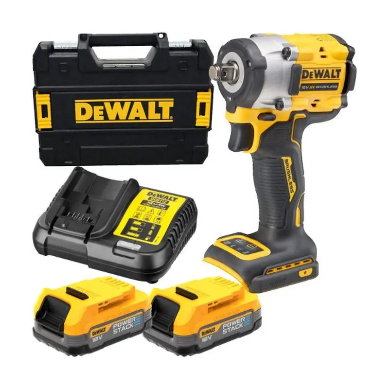 XR 18V Brushless Cordless 1/2 Impact Wrench With 2 x Power Stack Batts