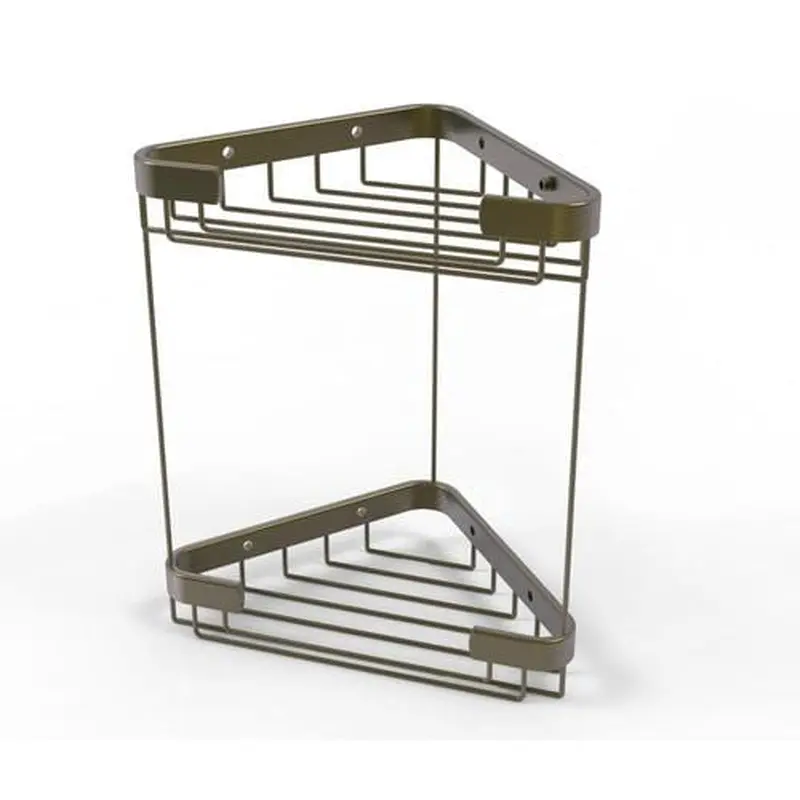 Allied Brass Double Tier Corner Shower Basket in Antique Brass