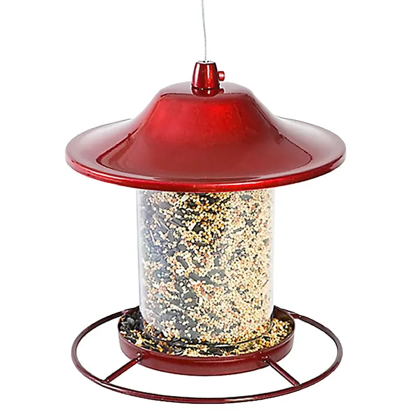 Perky-Pet 312R Panorama Bird Feeder, 9 in H, Perch, 2 lb, Red, Powder-Coated Red Sparkle
