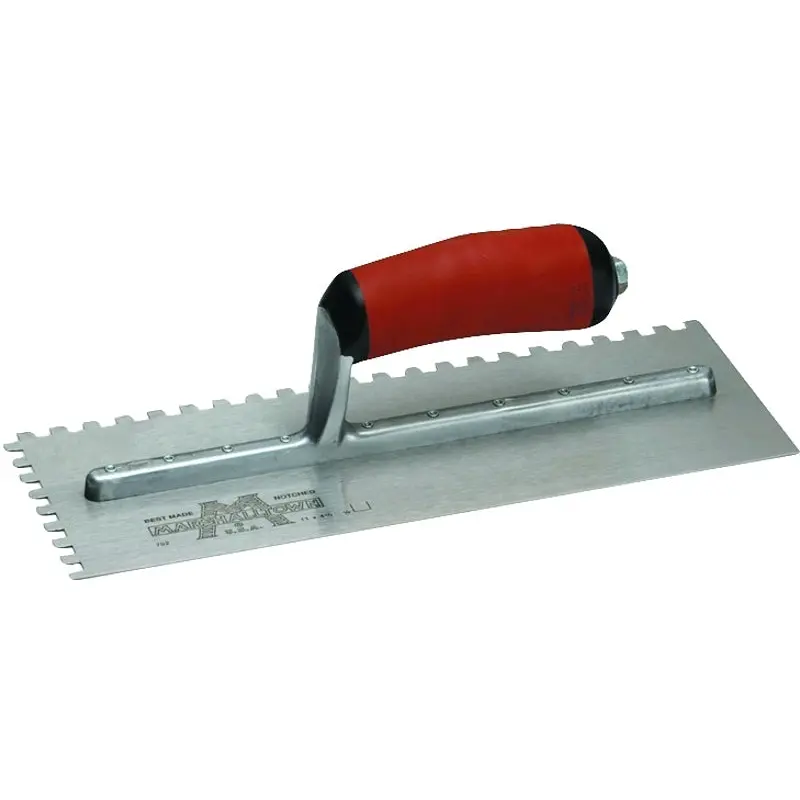 Marshalltown 702SD Trowel, 11 in L, 4-1/2 in W, Square Notch, Curved Handle