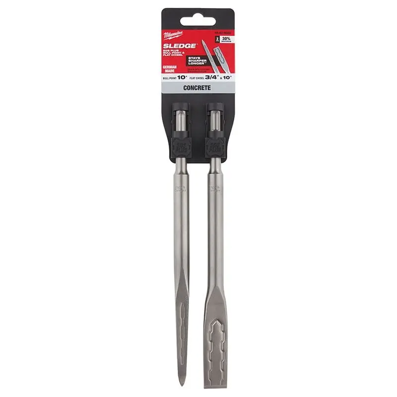Milwaukee 48-62-6080 SDS-PLUS SLEDGE Bull Point & Flat Chisel 2 Pack