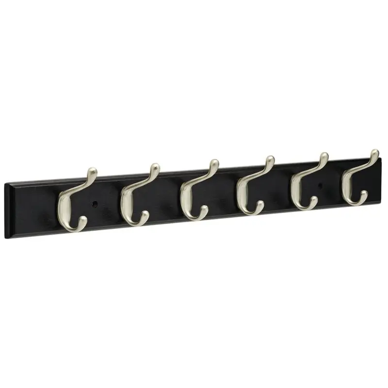 26.51 in. Black and Satin Nickel Heavy-Duty Coat and Hat Hook Rack1.33 / each