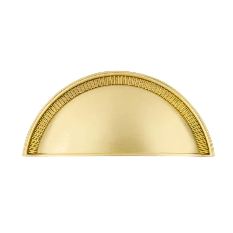 3 in. (76 mm) Satin Brass Drawer Cup Pull Soleil3 in. / Unlacquered Brass / .5