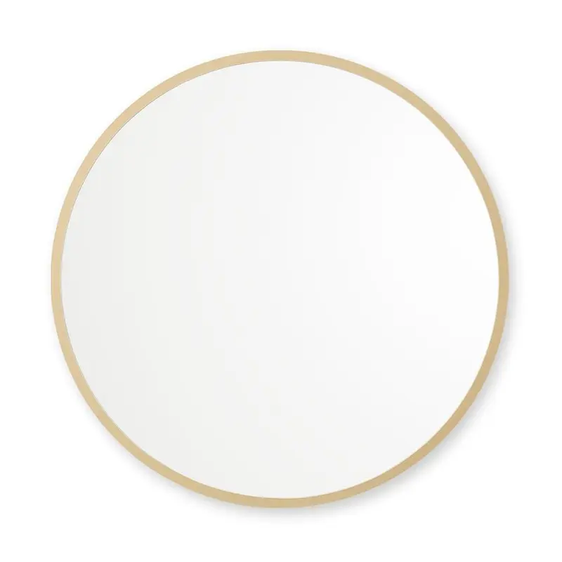 30 in. x 30 in. Rubber Framed Round Bathroom Vanity Mirror in Matte GoldSage Green / 10