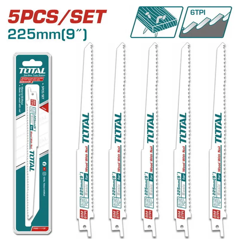 TOTAL Reciprocating Saw Blades for Wood with Nail 5pcs (TRSB1111DF)