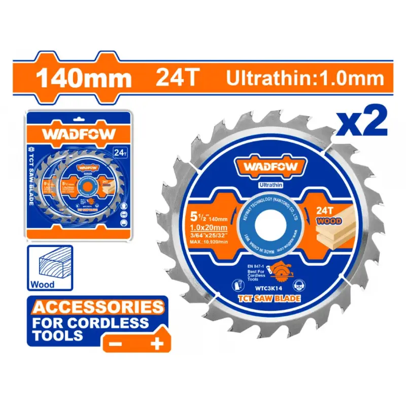 Wadfow Blade Tct Wood U Thin 24T 140Mm