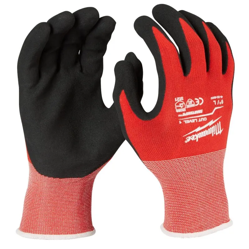 Milwaukee 48-22-8902 Gloves, Unisex, L, 7.53 to 7.73 in L, Nitrile, Red