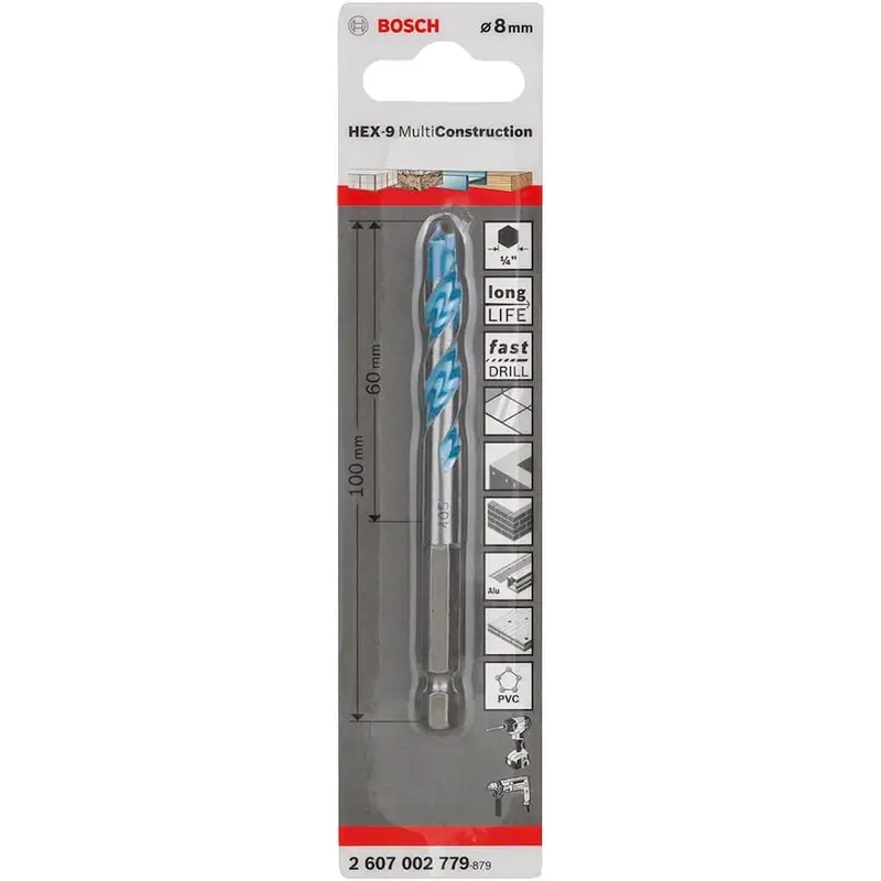 Bosch HEX-9 Multi Construction Drill Bit 8x60x100mm | 2607002779