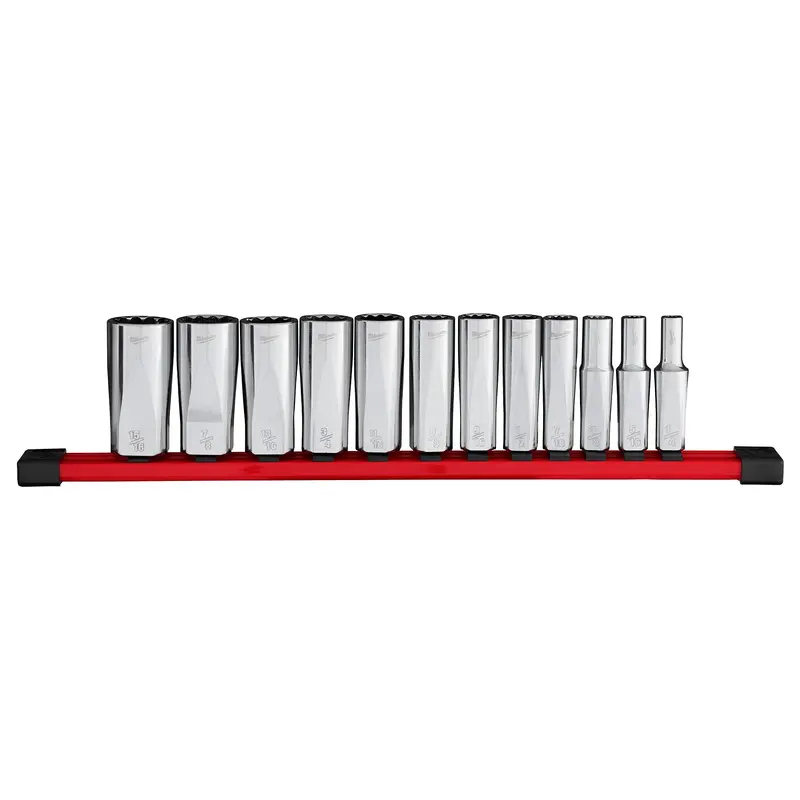 Milwaukee 48-22-9421 12pc 3/8 Drive 12-Point Deep Well SAE Socket Set