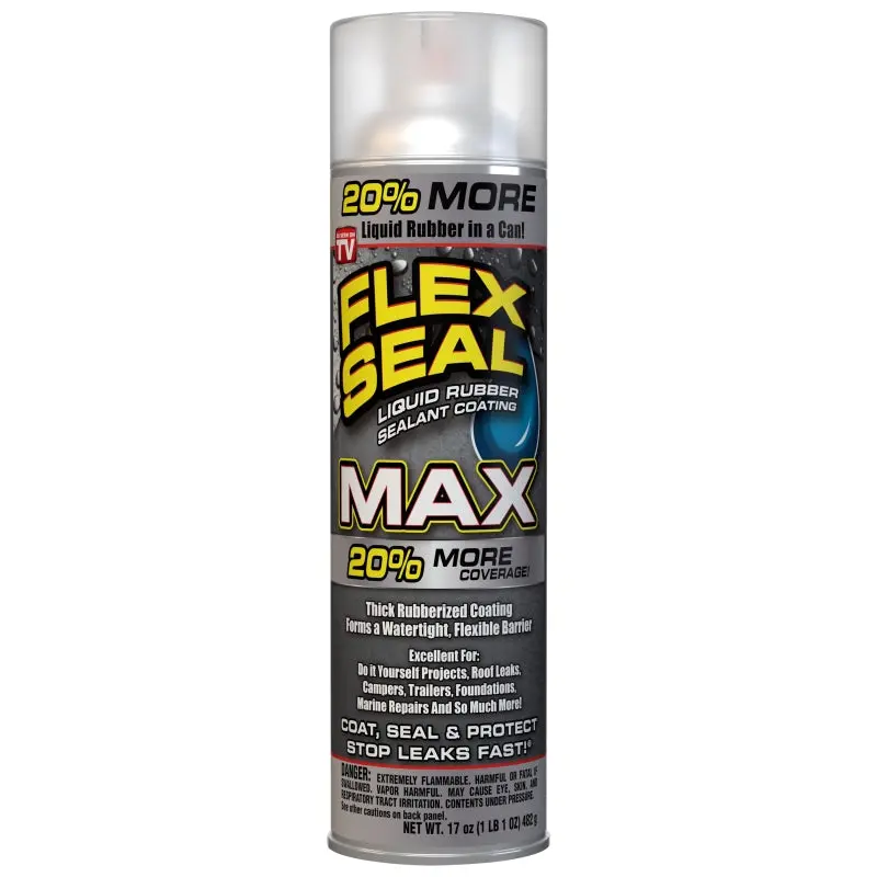 Flex Seal FSMAXCLR24 Rubberized Spray Coating, Clear, 17 oz, Can