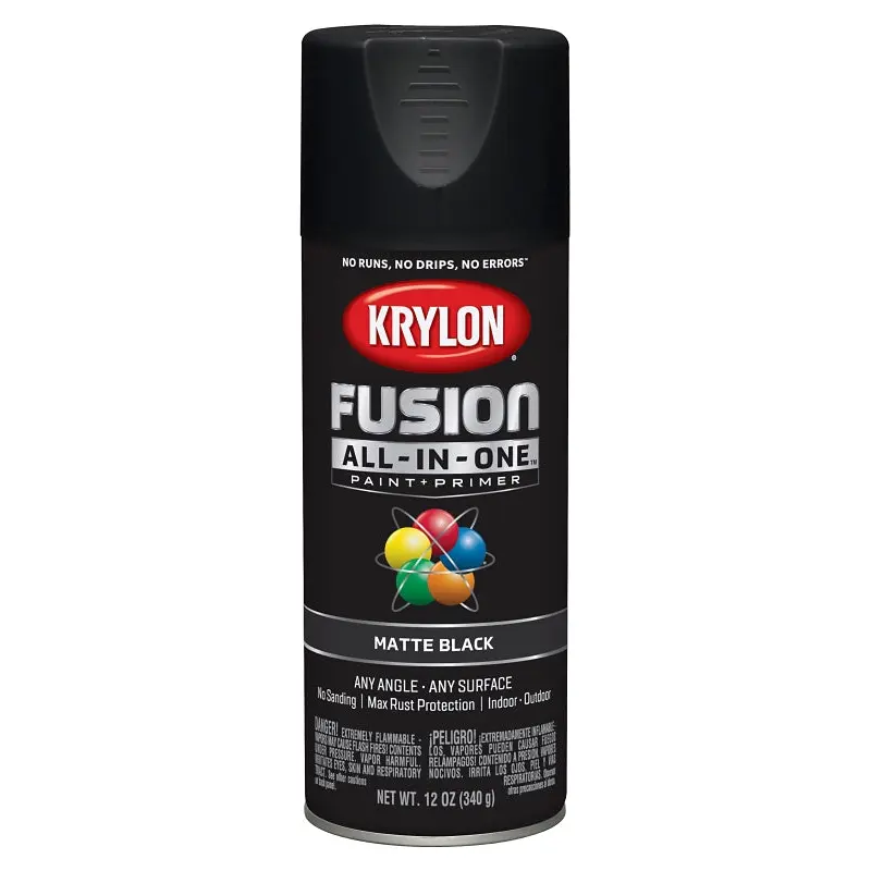 Krylon K02754007 Spray Paint, Matte, Black, 12 oz, Can