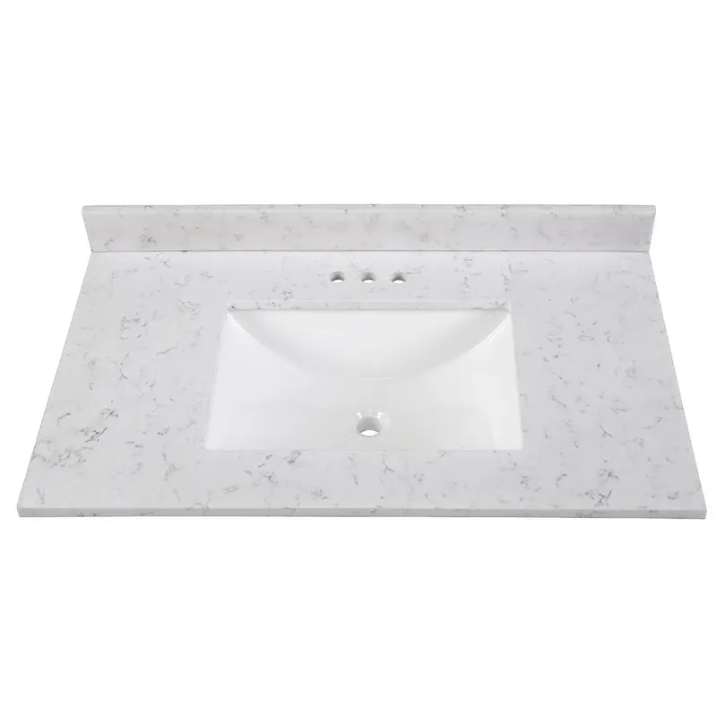 37 in. Stone Effects Vanity Top in Pulsar with White Sink33.06 / Silver Ash
