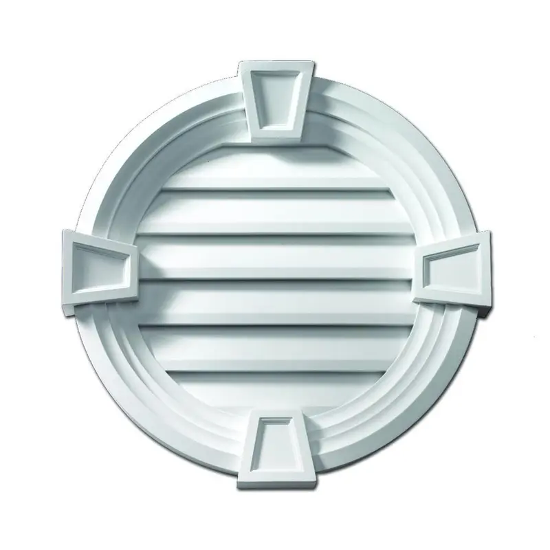 25 in. x 25 in. Round White Polyurethane Weather Resistant Gable Louver Vent6.7 / Circle