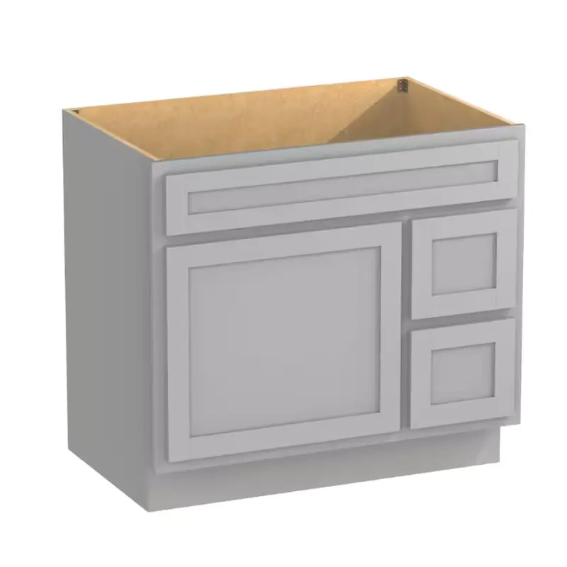 36 in. W x 21 in. D x 32.5 in. H 2-Right Drawers Bath Vanity Cabinet Only in Gray